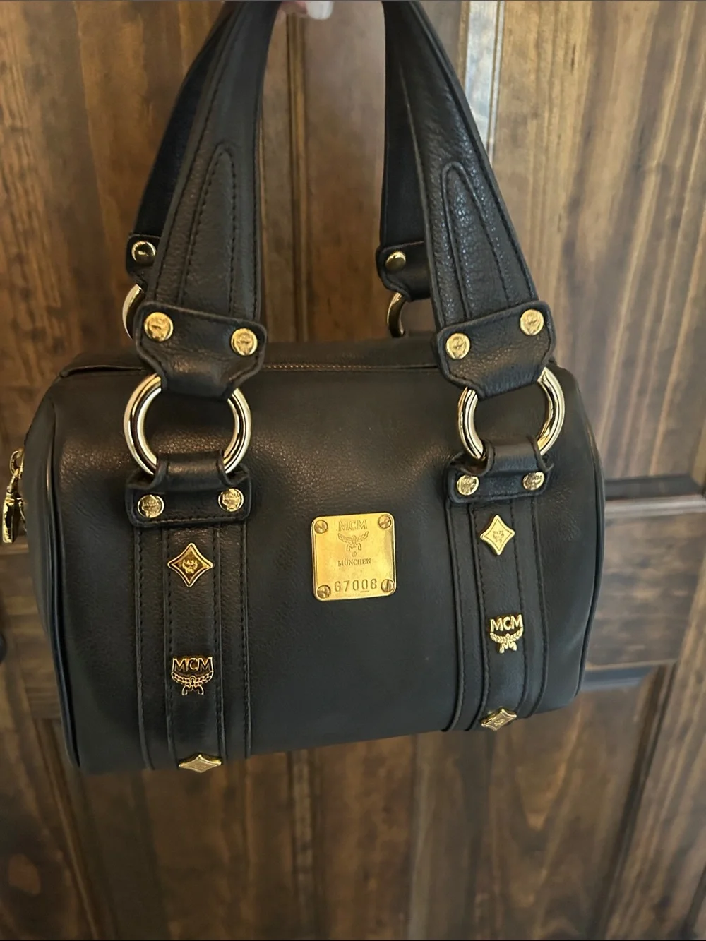 MCM Black Leather Mini Satchel with Gold Hardware - Picture 2 of 15